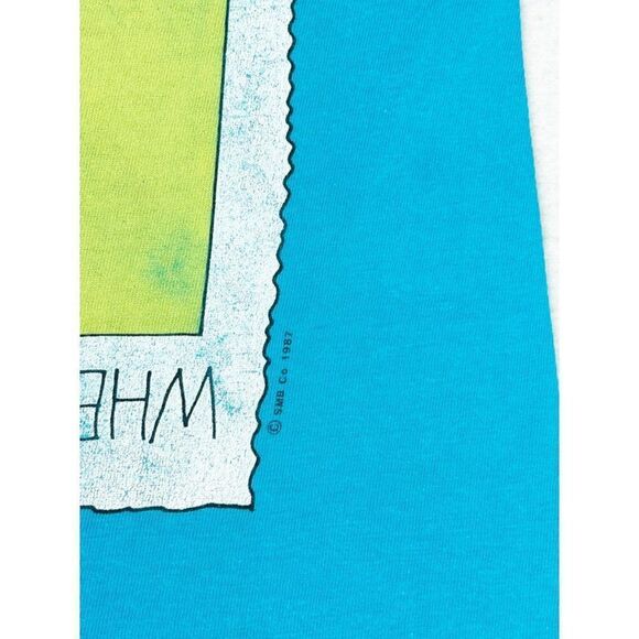 Vintage 1987 Catchit T-Shirt XL Blue Skater Surfer Beach Single Stitch - Picture 3 of 7